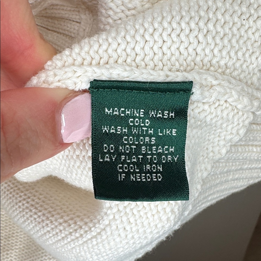 Lauren Ralph Lauren Ivory Cream Double-Breasted Cardigan Sweater 100% Cotton - M - Picture 11 of 16